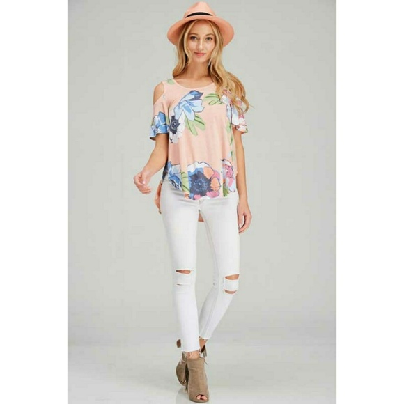 Lime n Chili Tops - Lime N Chili Floral Cold Shoulder Shirt